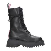 Zwarte leren veterschoenen met 6 cm hak 3Juin , Black , Dames