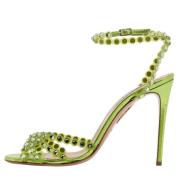 Pre-owned Fabric sandals Aquazzura Pre-owned , Green , Dames