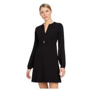 Zwarte jurk in viscosemix Twinset , Black , Dames