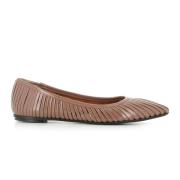 Bruin leren ballerina platte schoenen DEL Carlo , Brown , Dames