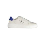 Witte polyester sneakers met veters, print, contrastdetails, logo Calv...