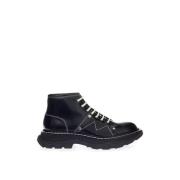 Elegante zwarte leren laarzen Alexander McQueen , Black , Dames