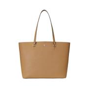 Stijlvolle leren tote bag Ralph Lauren , Beige , Dames