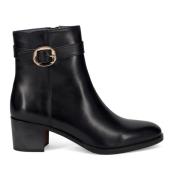 Zwarte leren enkellaarzen Calpierre , Black , Dames