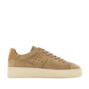 Geperforeerde Bruine Sneakers met Zacht Fussbett Hogan , Brown , Dames