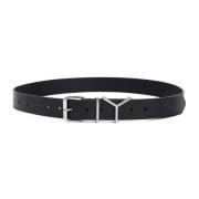 Zwarte Leren Riem met Zilveren Hardware Y/Project , Black , Dames