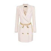 Double-breasted jas met kettingriem Elisabetta Franchi , Beige , Dames