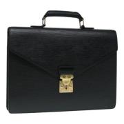 Pre-owned Leather briefcases Louis Vuitton Vintage , Black , Dames