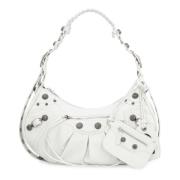 Gestikte Leren Crossbody Tas Balenciaga , White , Dames