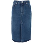 Denim Midi Rok Ami Paris , Blue , Dames