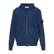 Cardigan met logo Stone Island , Blue , Heren