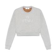 Katoenen Jersey Crew Neck Sweater Fendi , Gray , Dames