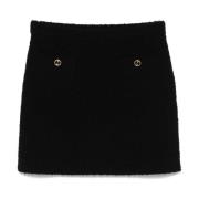 Zwarte wollen blend bouclé rok Gucci , Black , Dames