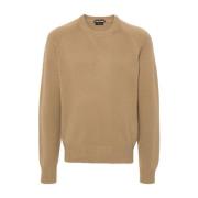 Kasjmier Gebreide Ronde Hals Sweater Tom Ford , Brown , Heren