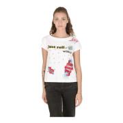 Wit Katoenen T-shirt Love Moschino , White , Dames