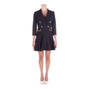 Zwarte Jurk met Logo Knopen Elisabetta Franchi , Black , Dames