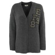 Grijze Wol V-Hals Cardigan Sweater Elisabetta Franchi , Gray , Dames