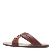 Pre-owned Leather sandals Chloé Pre-owned , Red , Dames