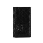 Pre-owned Leather wallets Chanel Vintage , Black , Dames