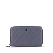 Pre-owned Leather wallets Chanel Vintage , Gray , Dames