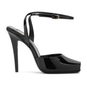 Zwarte Sandalen Hoge Hak Dames Schoenen Saint Laurent , Black , Dames