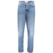 Blauwe Mom Jeans met Borduursel Calvin Klein , Blue , Dames