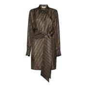 Elegante Jurken Collectie Fendi , Brown , Dames