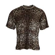 Luipaardprint Katoenen T-shirt Dolce & Gabbana , Brown , Heren