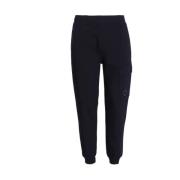 Blauwe Fleece Katoenen Cargo Broek C.p. Company , Blue , Heren