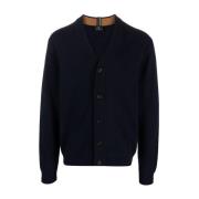 Blauwe Merinowol V-hals Trui Paul Smith , Blue , Heren