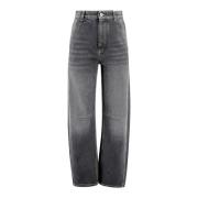 Zwarte Denim Hoge Taille Broek Brunello Cucinelli , Black , Dames