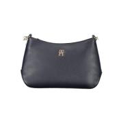 Blauwe Polyester Schoudertas met Logo Tommy Hilfiger , Blue , Dames