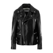 Stijlvol Zwart Leren Jack Jil Sander , Black , Dames