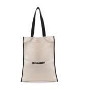 Canvas tas met geborduurd logo Jil Sander , White , Dames