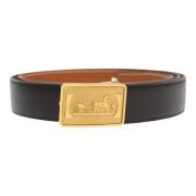 Pre-owned Leather belts Hermès Vintage , Black , Heren