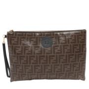 Pre-owned Coated canvas clutches Fendi Vintage , Brown , Dames