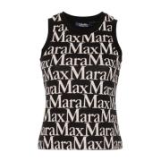 Gedrukte Mouwloze Zwarte Top Max Mara , Black , Dames