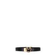 Zwarte leren riem met Love Birds gesp Pinko , Black , Dames