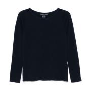 Navy Blue Cashmere Boat Neck Sweater Majestic Filatures , Blue , Dames