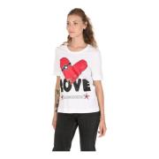 Wit Katoenen T-shirt met Inlay Love Moschino , White , Dames