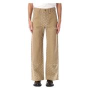 Maan jacquard werkbroek beige Marine Serre , Beige , Heren