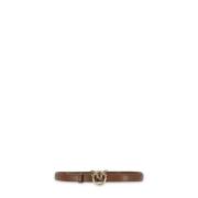 Bruin leren riem met liefdesvogels Pinko , Brown , Dames