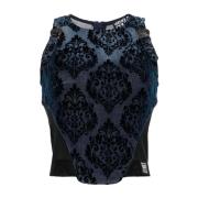 Blauwe Top met Unieke Stijl Versace Jeans Couture , Blue , Dames