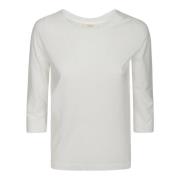 Wit Katoenen T-Shirt met Driekwart Mouwen Zanone , White , Dames