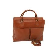 Pre-owned Leather handbags Gucci Vintage , Brown , Dames