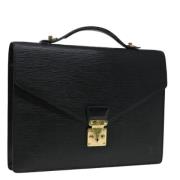 Pre-owned Leather briefcases Louis Vuitton Vintage , Black , Dames