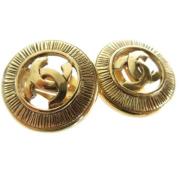 Pre-owned Metal earrings Chanel Vintage , Yellow , Dames