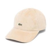 Ribfluwelen Katoenen Pet met Logopatch Lacoste , Beige , Heren