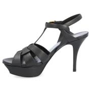 Leather sandals Saint Laurent , Black , Dames