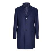 Blauwe Wol Kasjmier Jas Aw24 Fay , Blue , Heren